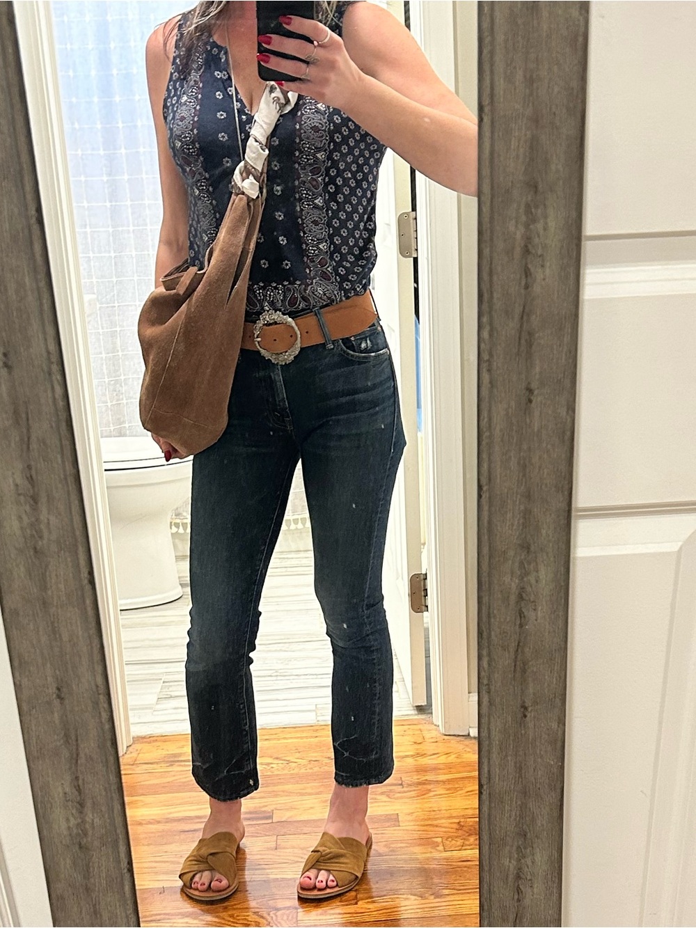 Free People Suede Roma Tote in Rust With Bonus Scarf and Cherry Bag Charm - Picture 9 of 16